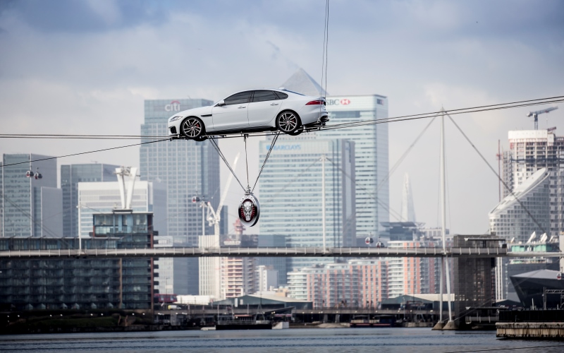 Jaguar Revealed the All-New XF in High-Wire Crossing Stunt